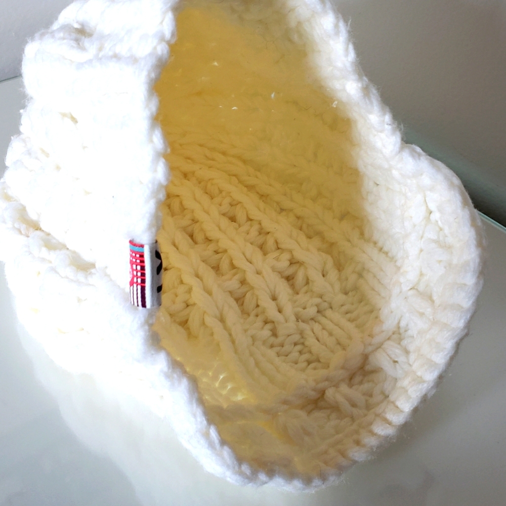 Roxy Chunky Knit Floppy Cap Cream Boho Summer Ski Winter Women NWOT - Picture 3 of 7